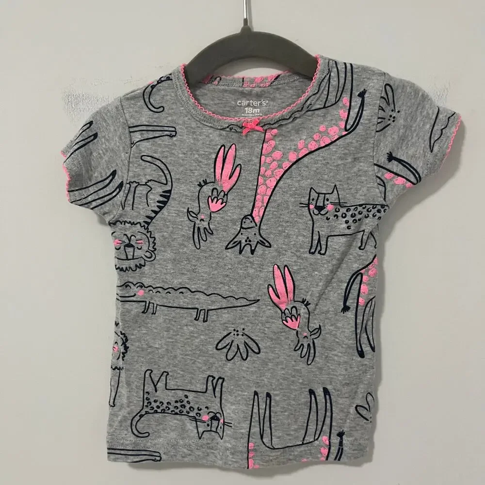 Carter's Baby Girl Zoo Animal Print Two Piece Short Set Size 2T